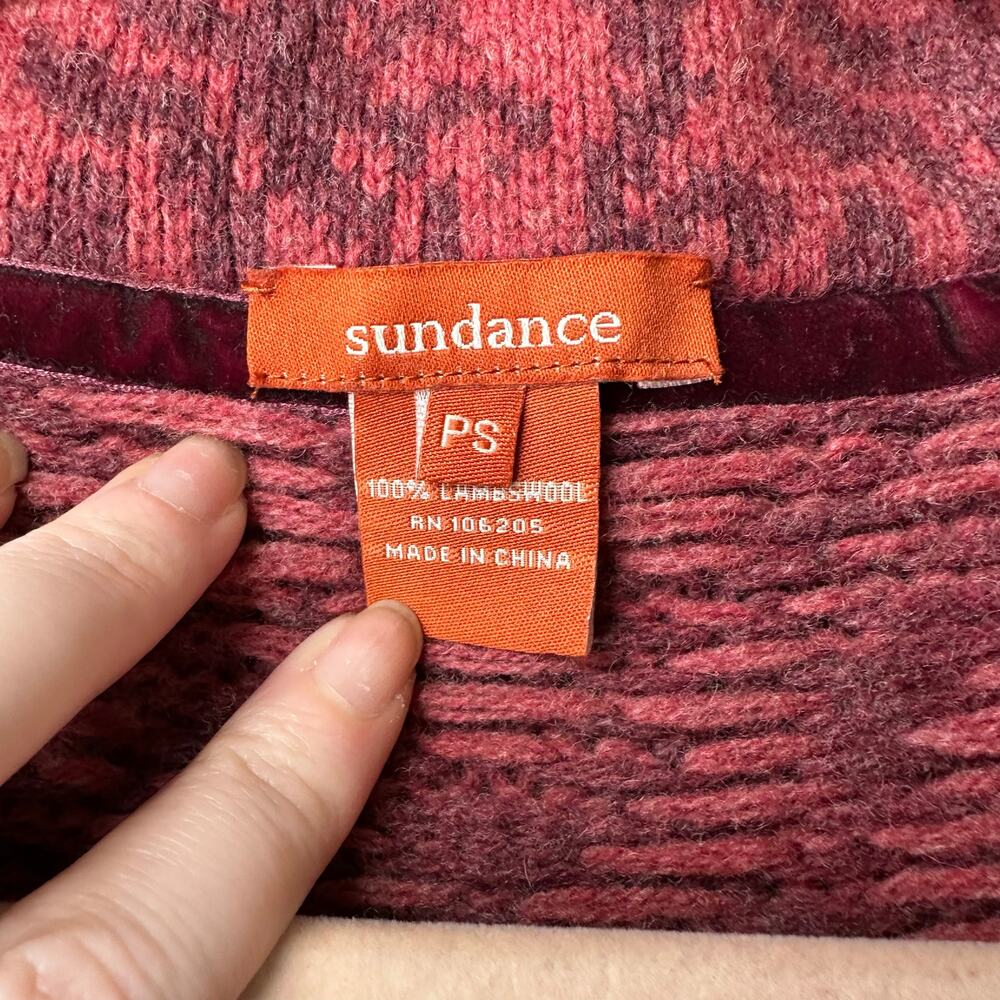 Sundance Long Maroon Multi-Color Patterned Cardigan Coat - Picture 5 of 10
